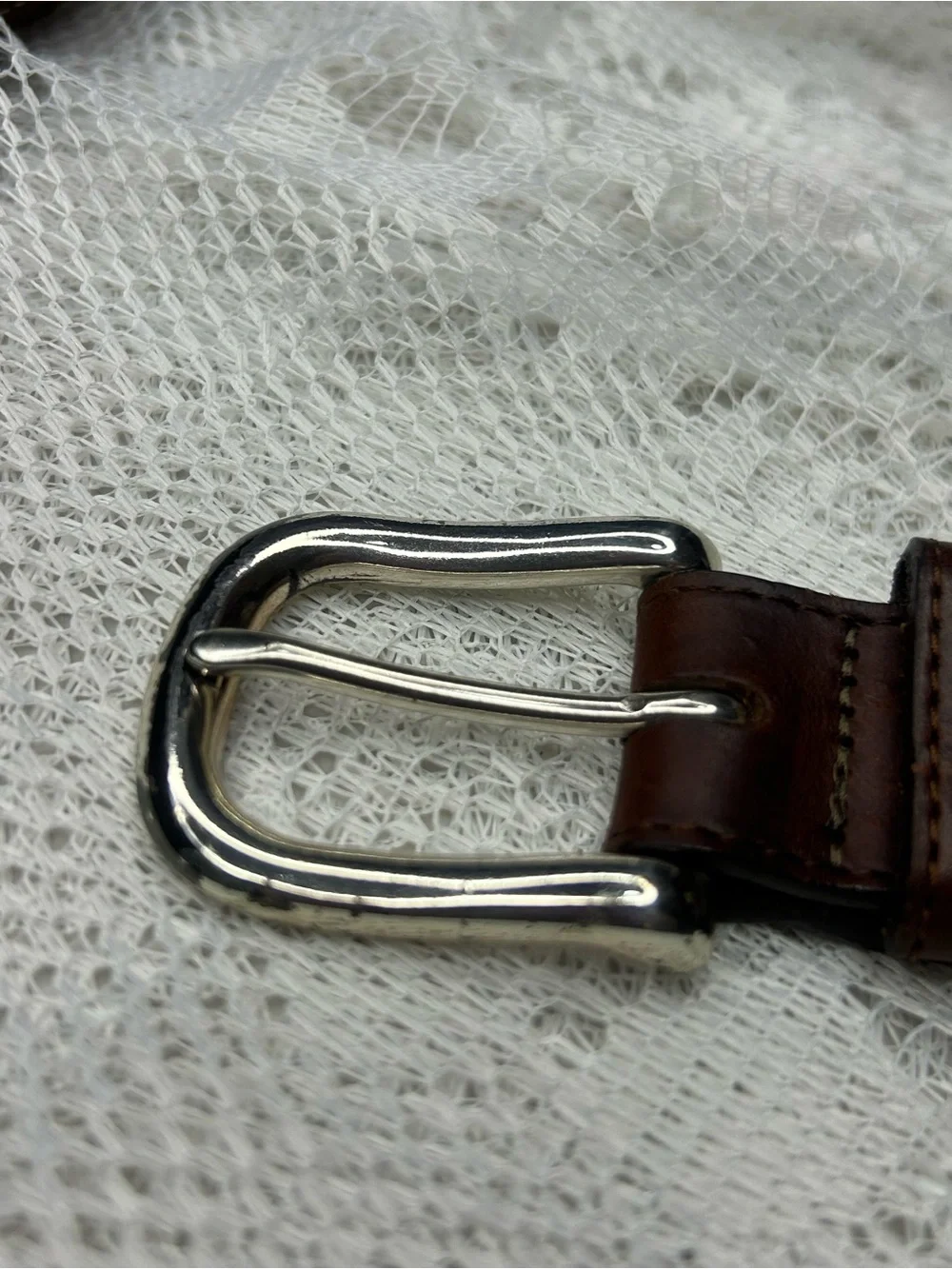 Brighton men's brown leather belt with silver fish accents
